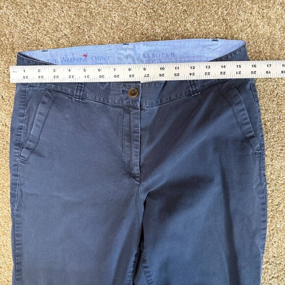 Talbots The Weekend Chino Pants Women 8 Blue Cotton Stretch Tapered Leg Mid Rise - Picture 7 of 14